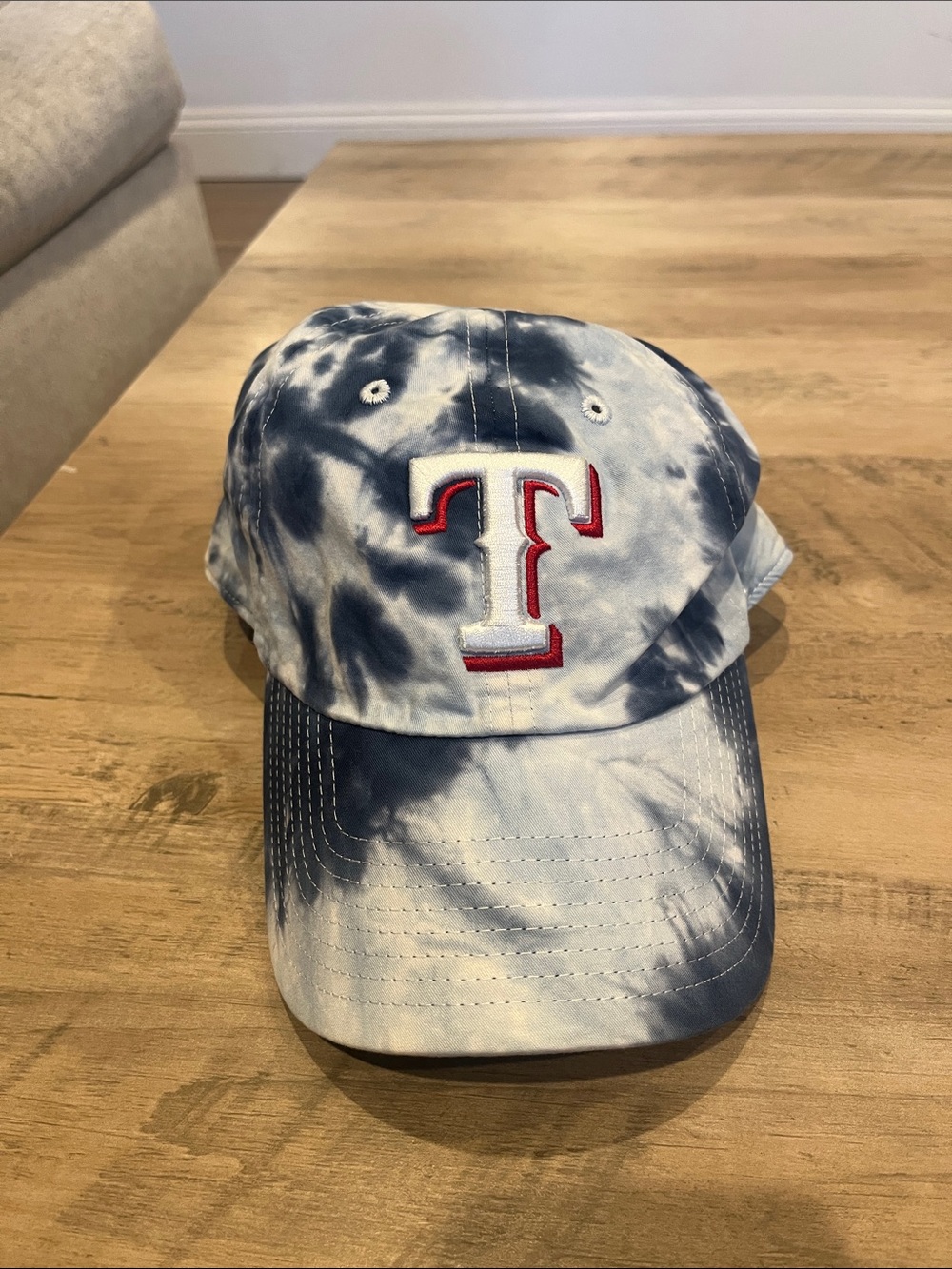 Tie-Dye Blue & White Texas Rangers Baseball Hat